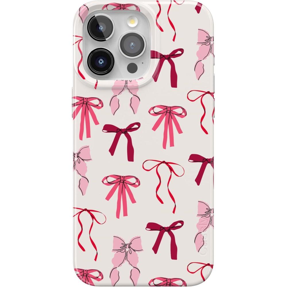 imageCasely iPhone 15 Pro Max Case  Butter Yellow Stripes  Sunday Best  Compatible with MagSafe  Classic Ultra Thin DesignLover Girlie  Pink Bows