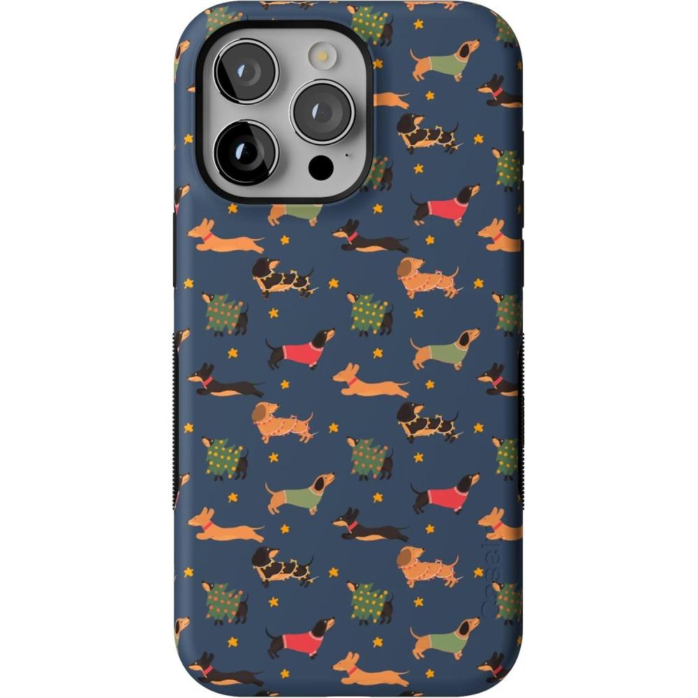 imageCasely iPhone 15 Pro Max Case  Dashing Doxies  Dachshund Dog  Bold Protective Design  MagSafe Compatible Design