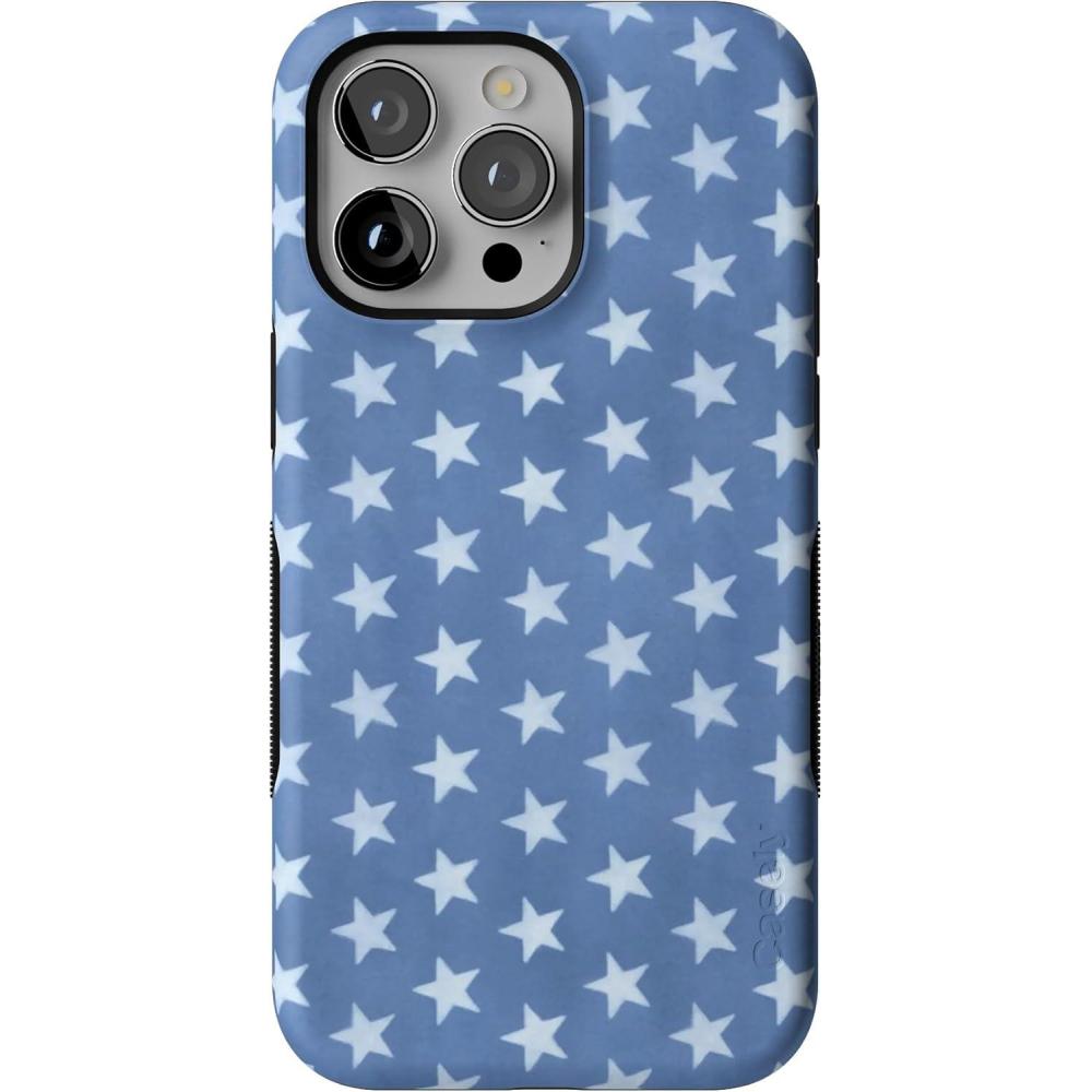 imageCasely iPhone 15 Pro Max Case  Heart Throb  Endless Hearts  Bold Protective Design  Compatible with MagSafeCoastal Blues  Denim Stars