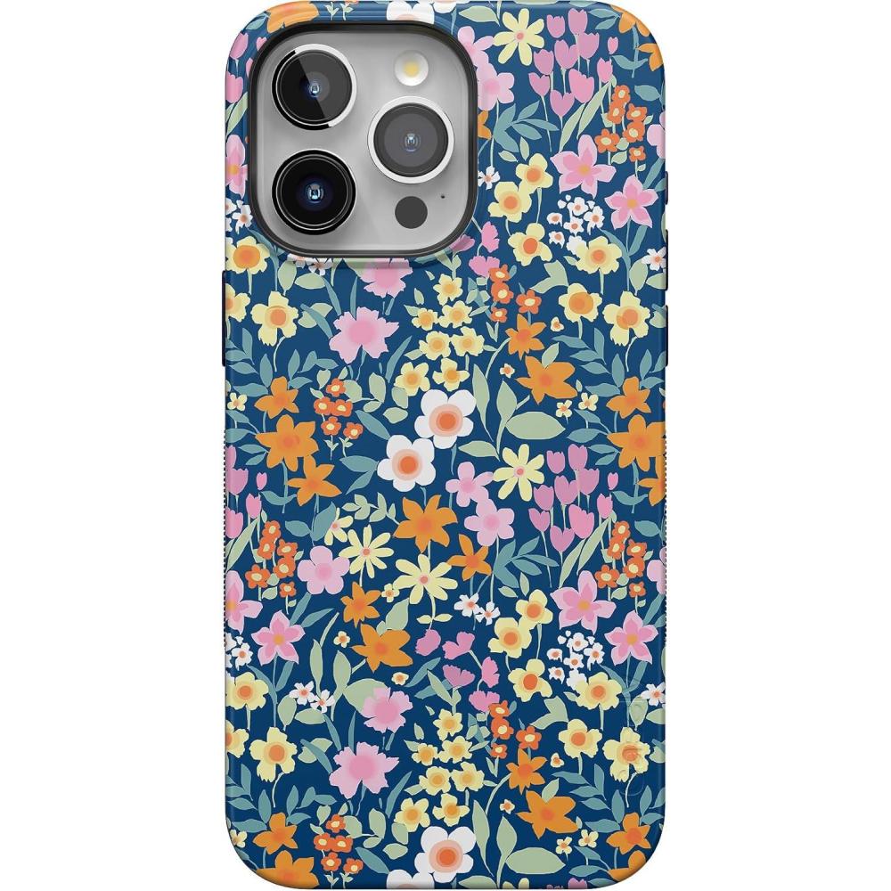 imageCasely iPhone 15 Pro Max Case  Heart Throb  Endless Hearts  Bold Protective Design  Compatible with MagSafeFull Bloom  Navy Floral