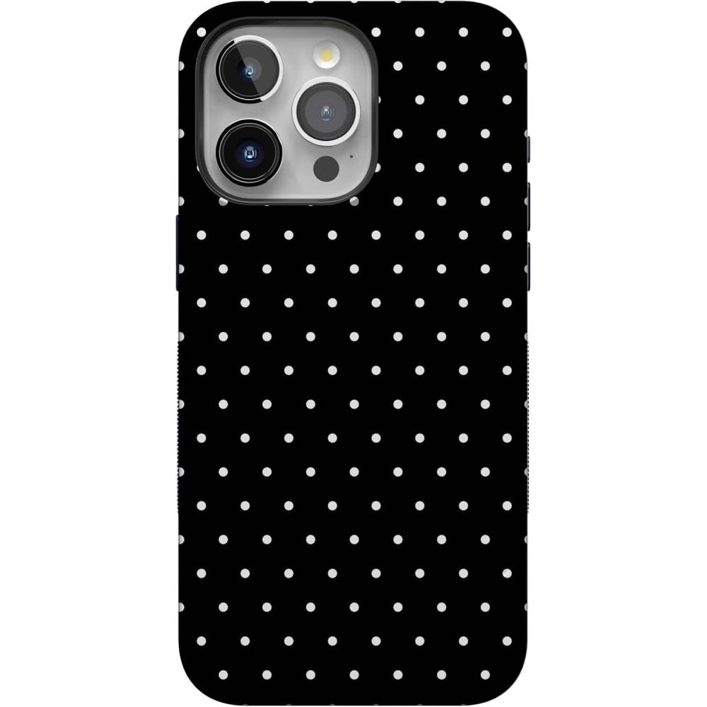 imageCasely iPhone 15 Pro Max Case  Heart Throb  Endless Hearts  Bold Protective Design  Compatible with MagSafeOn the Dot  Black Polka Dot