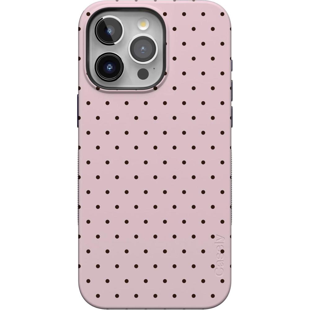 imageCasely iPhone 15 Pro Max Case  Heart Throb  Endless Hearts  Bold Protective Design  Compatible with MagSafeOn the Dot  Pink Polka Dot