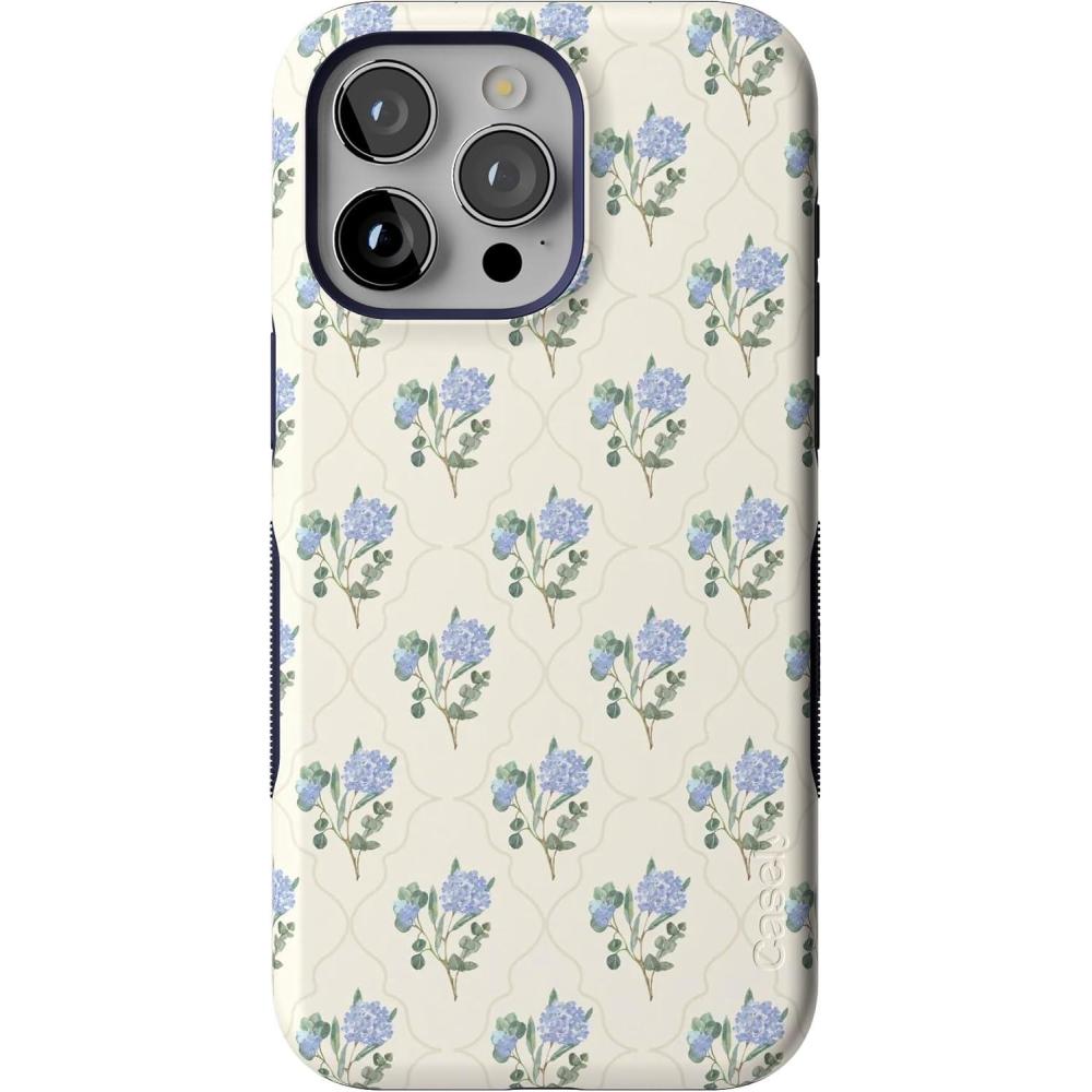 imageCasely iPhone 15 Pro Max Case  Heart Throb  Endless Hearts  Bold Protective Design  Compatible with MagSafeVintage Garden  Blue Hydrangea