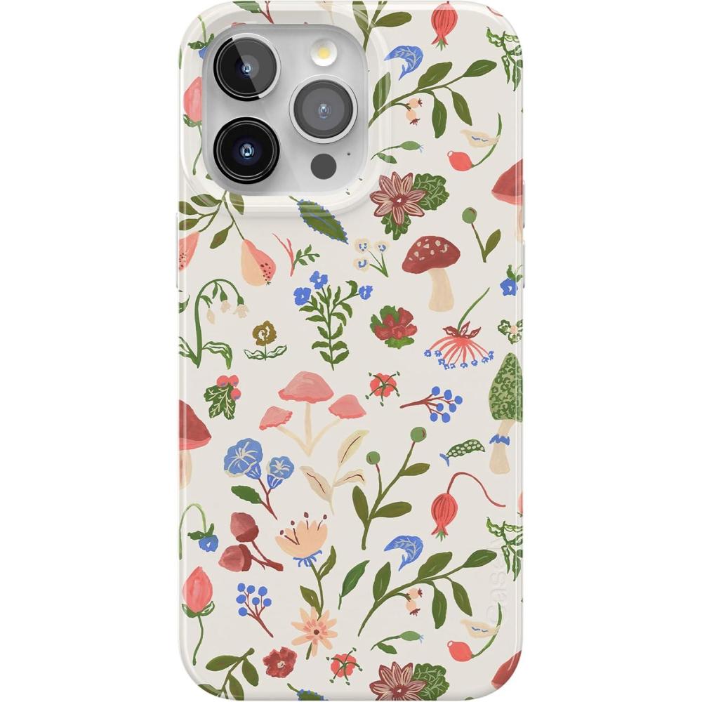 imageCasely iPhone 15 Pro Max Case  Moody Monochrome  Bordeaux Rose  Compatible with MagSafe  Classic Ultra Thin DesignGarden Party  Mushroom Floral