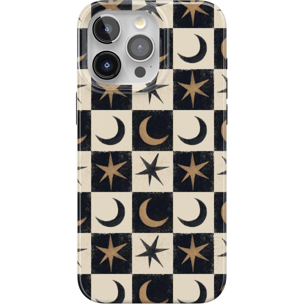 imageCasely iPhone 15 Pro Max Case  Moody Monochrome  Bordeaux Rose  Compatible with MagSafe  Classic Ultra Thin DesignMystic Moonstar  Black Celestial