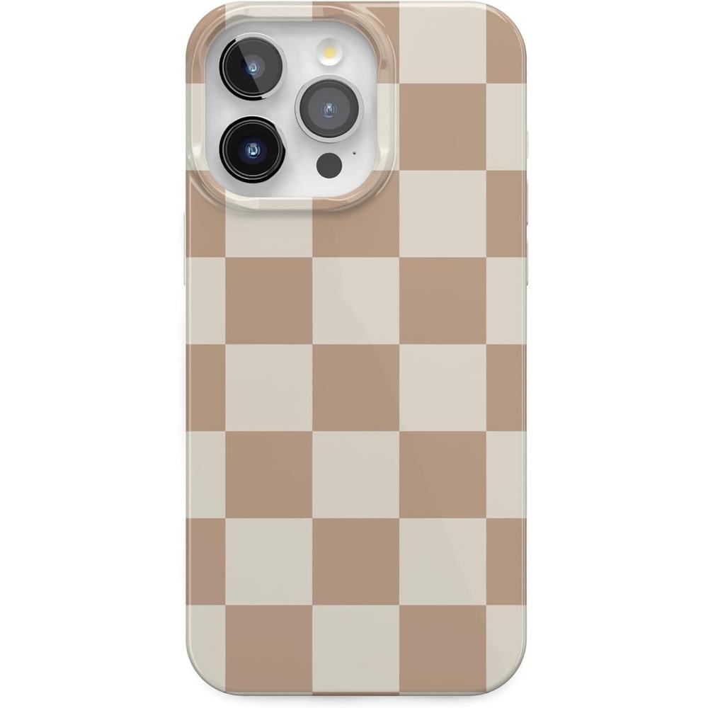 imageCasely iPhone 15 Pro Max Case  Moody Monochrome  Bordeaux Rose  Compatible with MagSafe  Classic Ultra Thin DesignNeutral Checkerboard  Fit Check