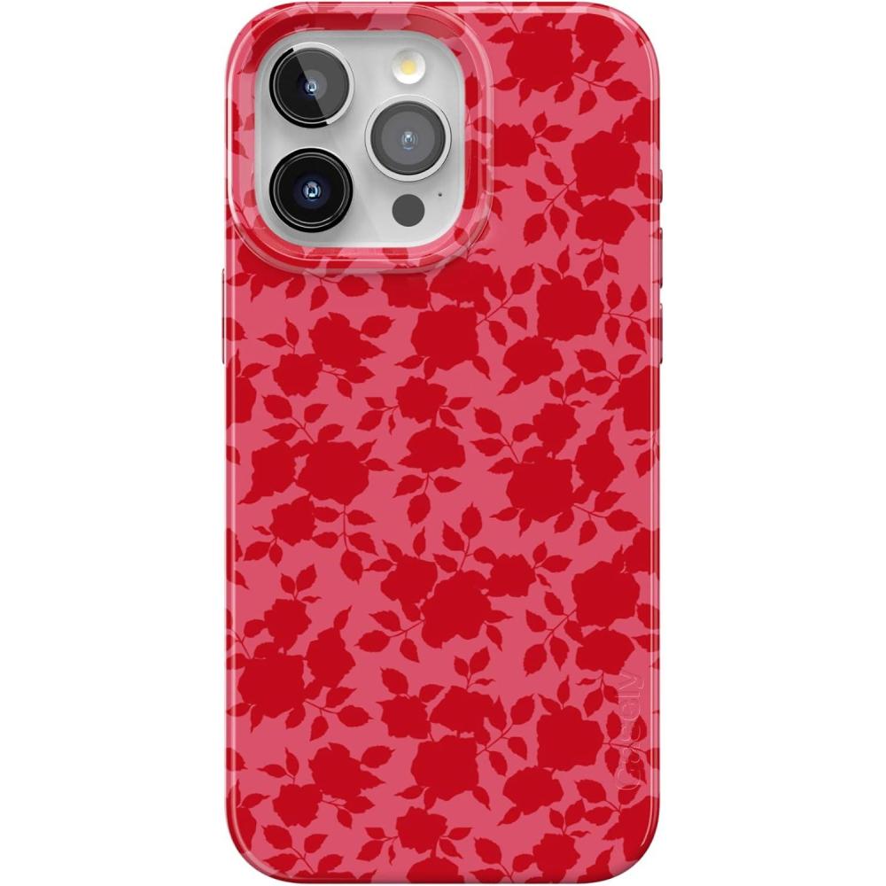 imageCasely iPhone 15 Pro Max Case  Moody Monochrome  Bordeaux Rose  Compatible with MagSafe  Classic Ultra Thin DesignRose Garden  Red Aesthetic
