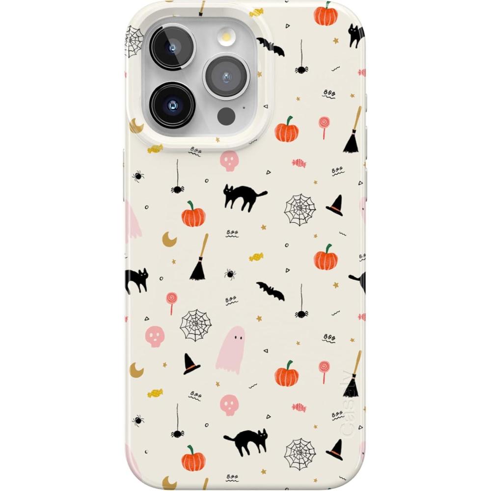 imageCasely iPhone 15 Pro Max Case Moody Monochrome Bordeaux Rose Compatible with MagSafe Classic Ultra Thin DesignWitching Hour Cute Halloween