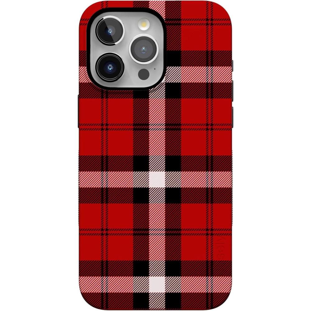 imageCasely iPhone 15 Pro Max Case  Twilight Flora  Moody Monochrome  Bold Protective Design  Compatible with MagSafeAs if  Red Plaid