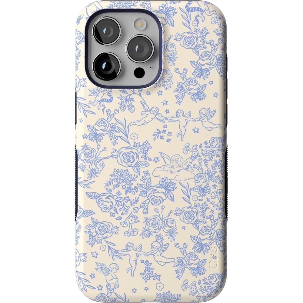 imageCasely iPhone 15 Pro Max Case  Twilight Flora  Moody Monochrome  Bold Protective Design  Compatible with MagSafeCupids Canvas  Periwinkle Floral