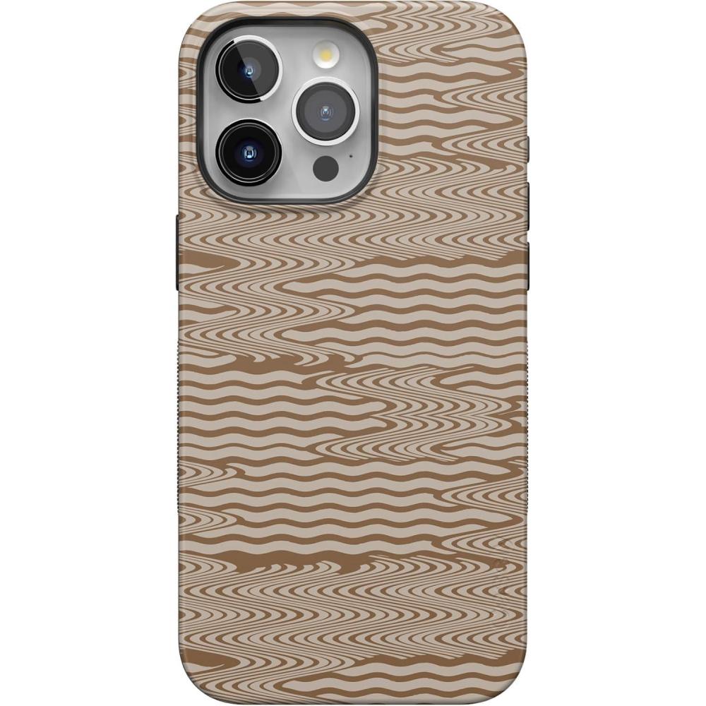 imageCasely iPhone 15 Pro Max Case  Twilight Flora  Moody Monochrome  Bold Protective Design  Compatible with MagSafeMocha Ripple  Brown Waves