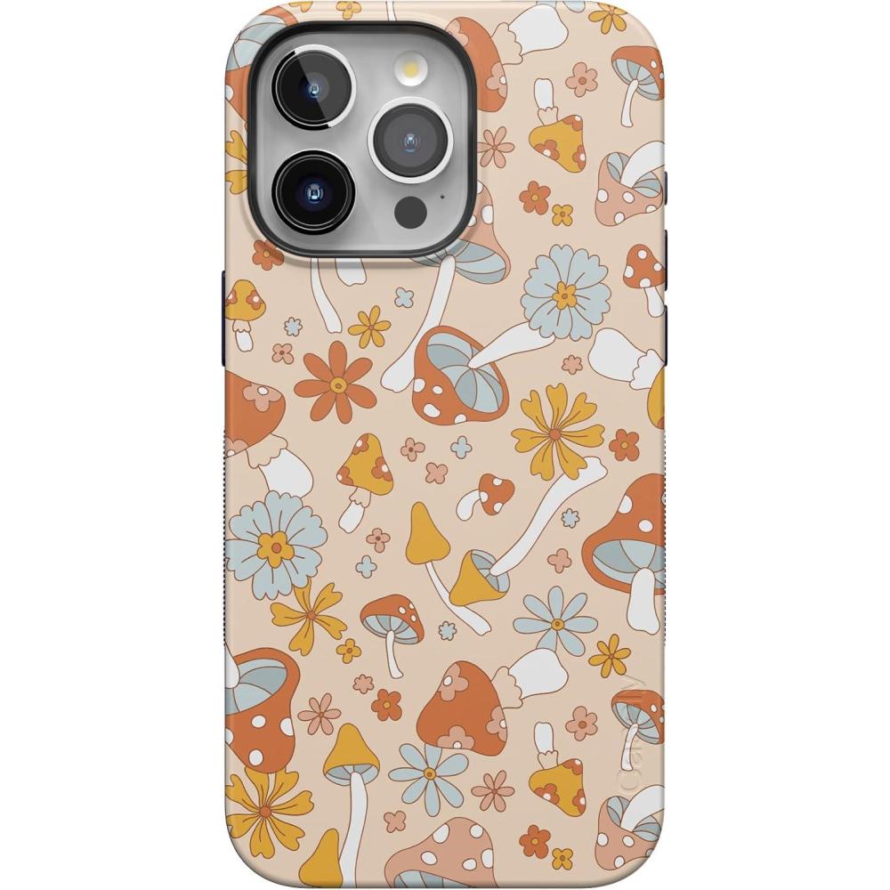 imageCasely iPhone 15 Pro Max Case  Twilight Flora  Moody Monochrome  Bold Protective Design  Compatible with MagSafeMushroom Magic  Retro Floral