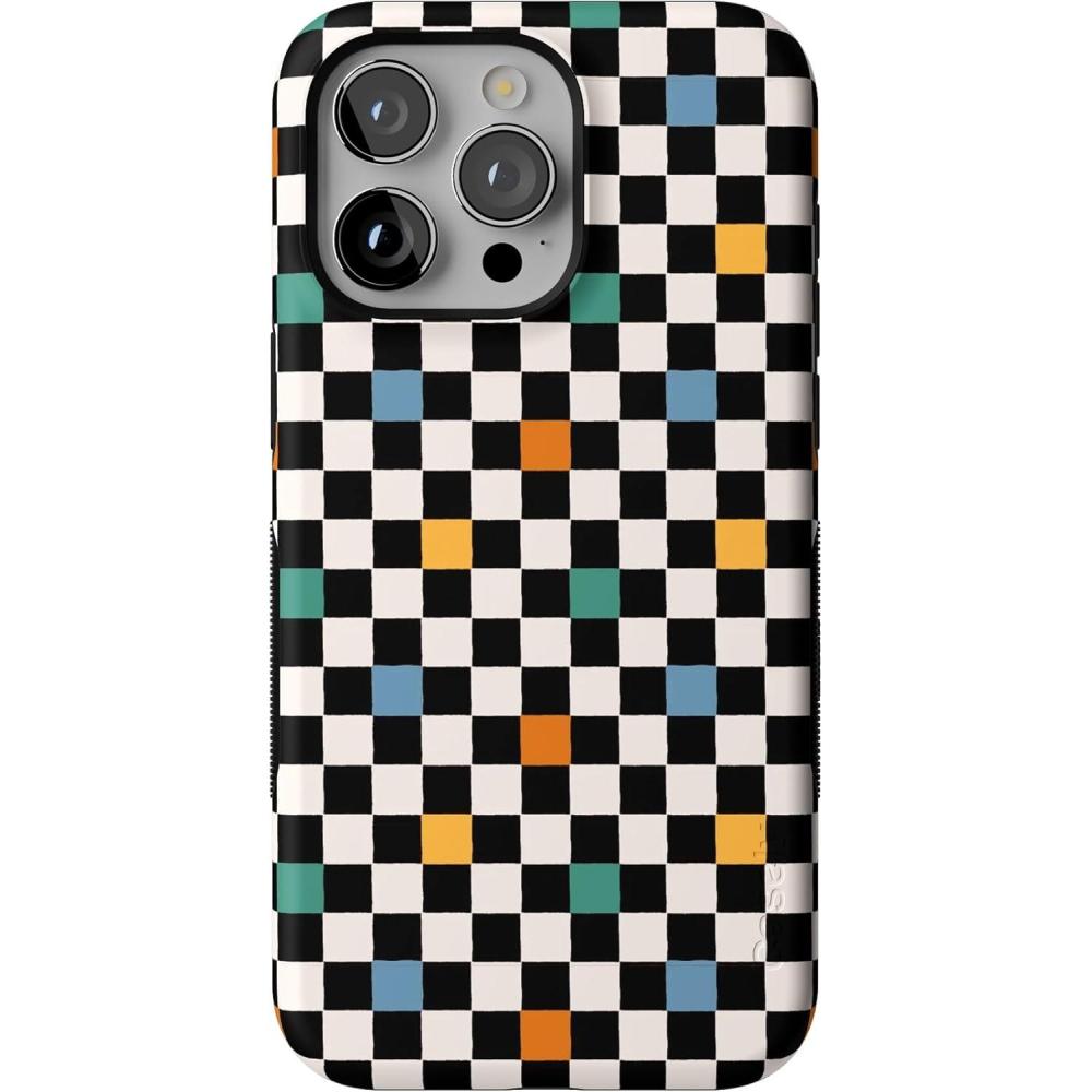 imageCasely iPhone 15 Pro Max Case  Twilight Flora  Moody Monochrome  Bold Protective Design  Compatible with MagSafeOld Skool  Retro Checkerboard
