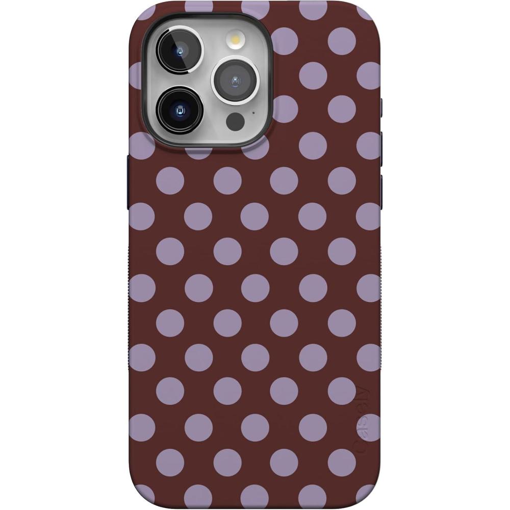 imageCasely iPhone 15 Pro Max Case  Twilight Flora  Moody Monochrome  Bold Protective Design  Compatible with MagSafeSpotted in SoHo  Burgundy Polka Dot