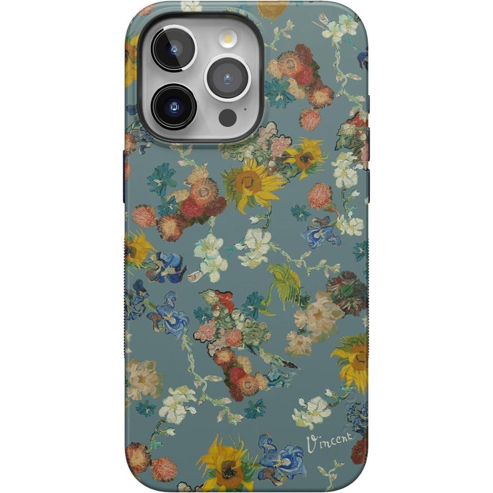 imageCasely iPhone 15 Pro Max Case  Twilight Flora  Moody Monochrome  Bold Protective Design  Compatible with MagSafeVan Gogh  Vincents Flowers