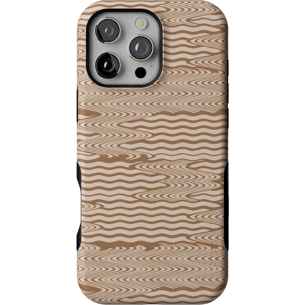 imageCasely iPhone 16 Pro Case  Into The Wild  Black Leopard  Bold Protective Design  Compatible with MagSafeMocha Ripple  Brown Waves