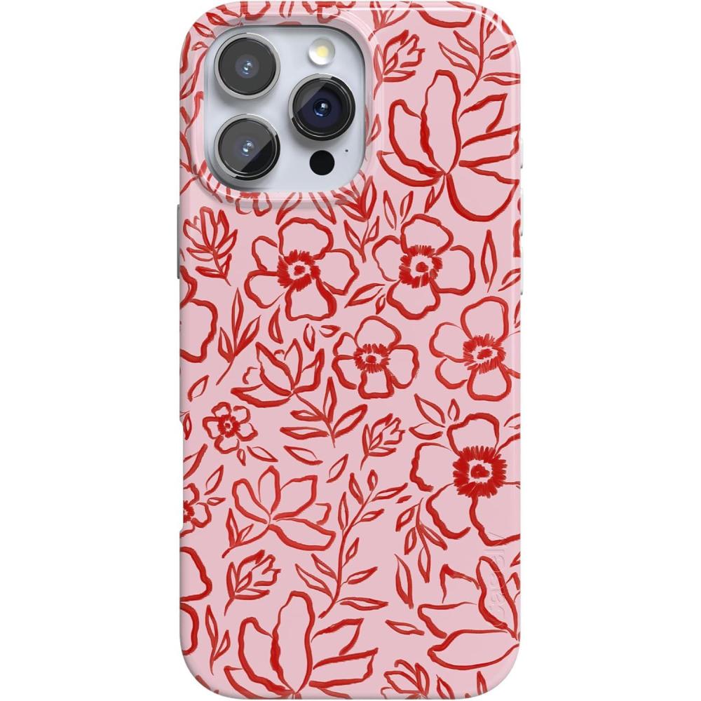 imageCasely iPhone 16 Pro Case  Into The Wild  White Snow Leopard  Compatible with MagSafe  Classic Ultra Slim DesignBlush Garden  Floral Doodle