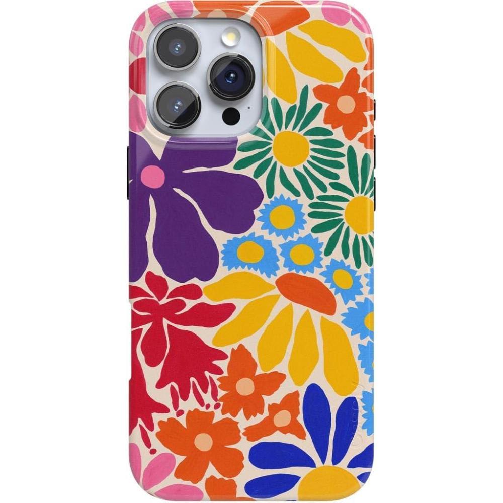 imageCasely iPhone 16 Pro Case  Into The Wild  White Snow Leopard  Compatible with MagSafe  Classic Ultra Slim DesignFlower Patch  MultiColor Floral
