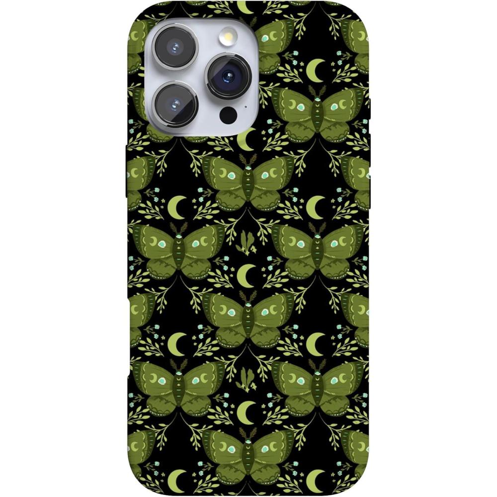 imageCasely iPhone 16 Pro Case  Into The Wild  White Snow Leopard  Compatible with MagSafe  Classic Ultra Slim DesignMystic Moths  Green Twilight