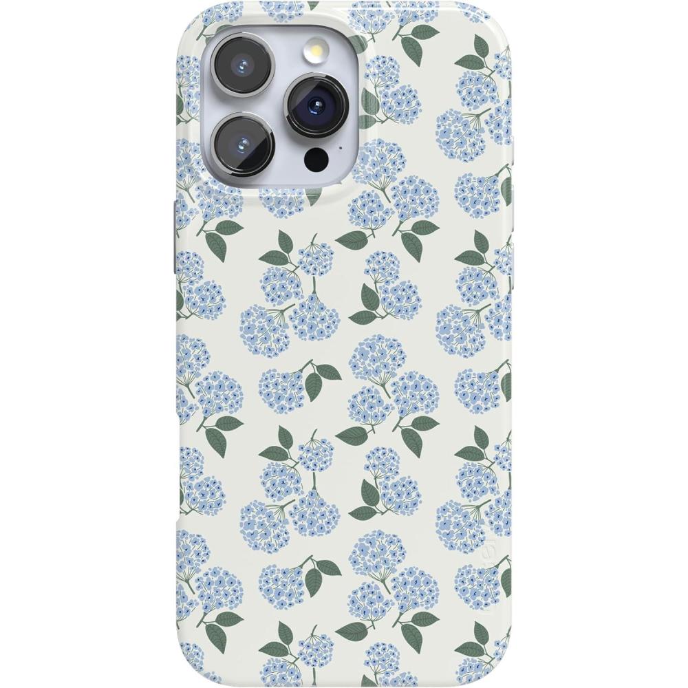 imageCasely iPhone 16 Pro Case  Into The Wild  White Snow Leopard  Compatible with MagSafe  Classic Ultra Slim DesignNantucket Cottage  Blue Hydrangea