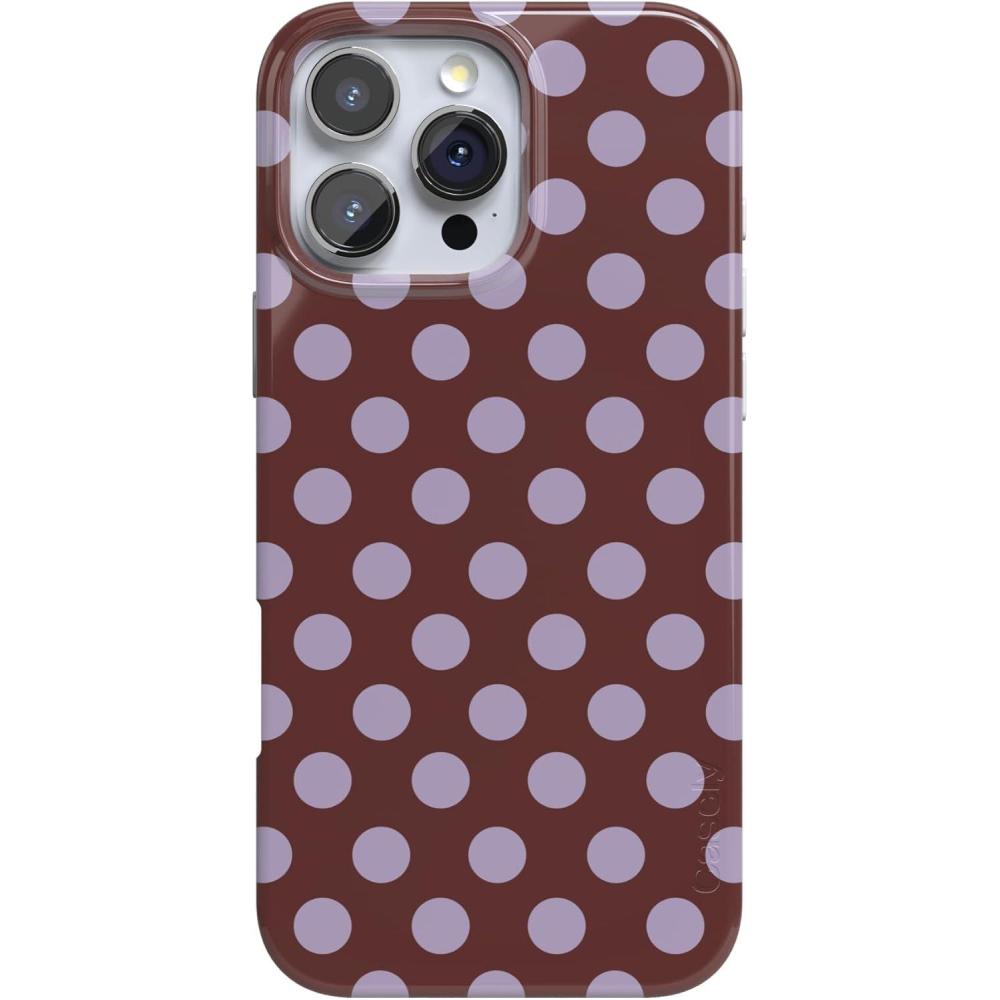 imageCasely iPhone 16 Pro Case  Into The Wild  White Snow Leopard  Compatible with MagSafe  Classic Ultra Slim DesignSpotted in SoHo  Burgundy Polka Dot