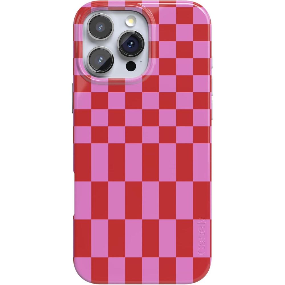 imageCasely iPhone 16 Pro Case  Into The Wild  White Snow Leopard  Compatible with MagSafe  Classic Ultra Slim DesignVibe Check  Pink Checkerboard
