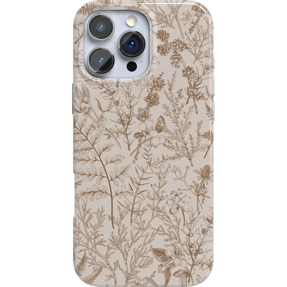 imageCasely iPhone 16 Pro Case  Moody Monochrome  Bordeaux Rose  Compatible with MagSafe  Classic Ultra Thin DesignBeige Garden  Neutral Floral