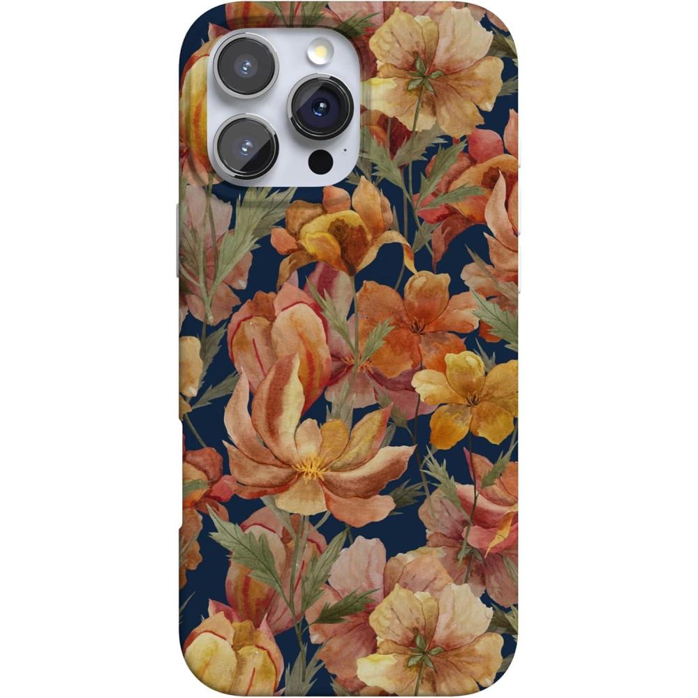 imageCasely iPhone 16 Pro Case  Moody Monochrome  Bordeaux Rose  Compatible with MagSafe  Classic Ultra Thin DesignFallen Gold  Antique Floral