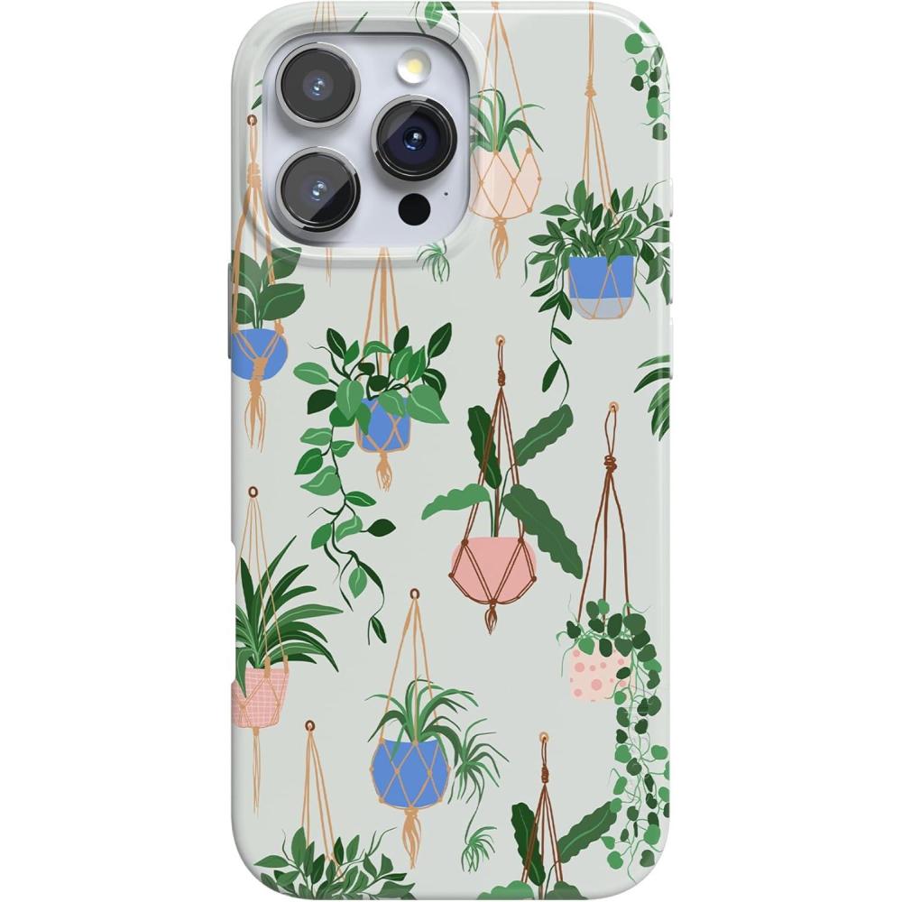 imageCasely iPhone 16 Pro Case  Moody Monochrome  Bordeaux Rose  Compatible with MagSafe  Classic Ultra Thin DesignHanging Around  Potted Plants Floral