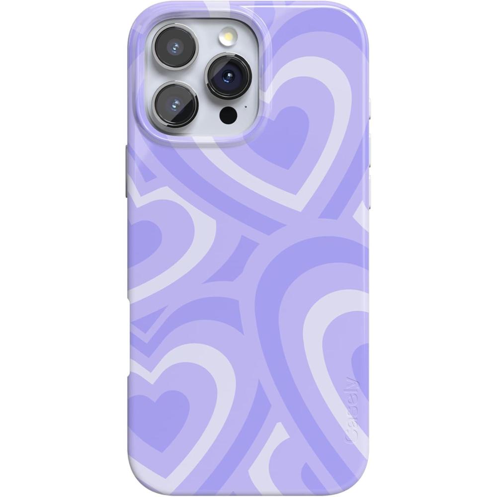 imageCasely iPhone 16 Pro Case  Moody Monochrome  Bordeaux Rose  Compatible with MagSafe  Classic Ultra Thin DesignLove Song  Lavender Heart