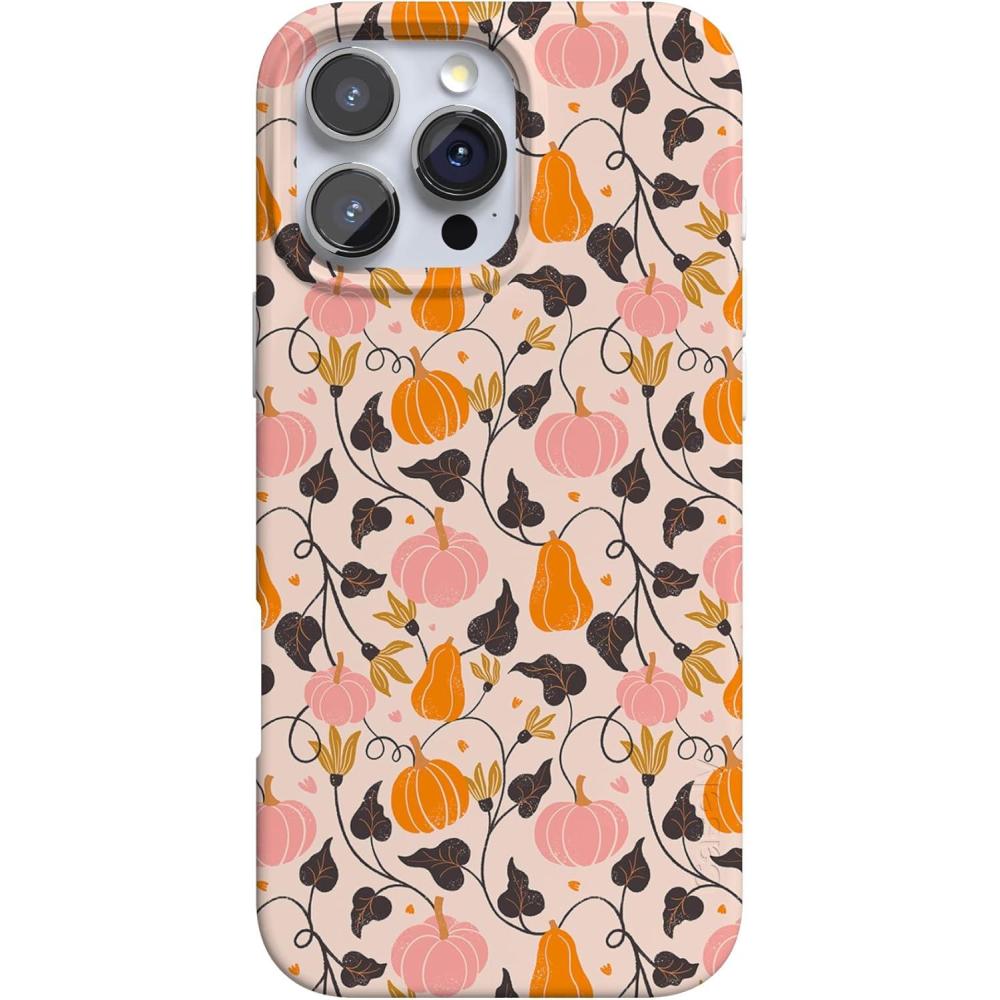 imageCasely iPhone 16 Pro Case  Moody Monochrome  Bordeaux Rose  Compatible with MagSafe  Classic Ultra Thin DesignPumpkin Princess  Harvest Vines