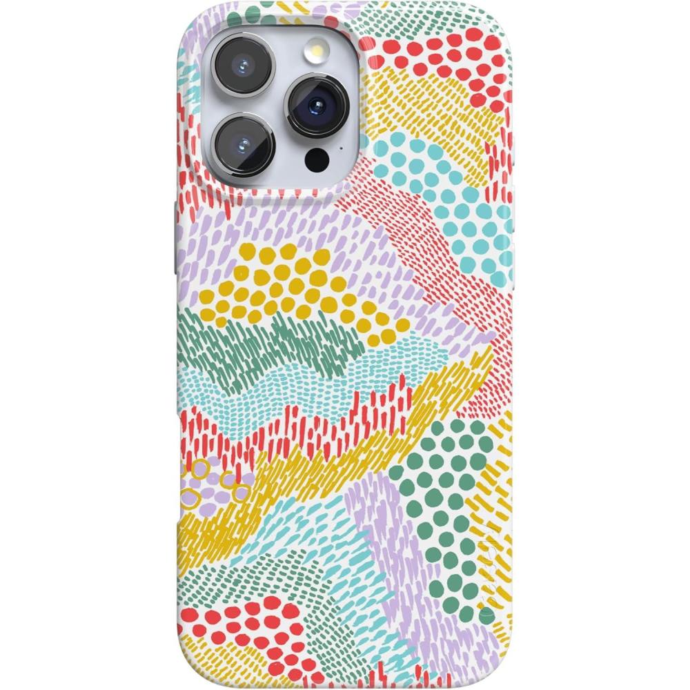 imageCasely iPhone 16 Pro Case  Moody Monochrome  Twilight Flora  Compatible with MagSafe  Classic Ultra Thin DesignColor Me Happy  Doodle Colorblock