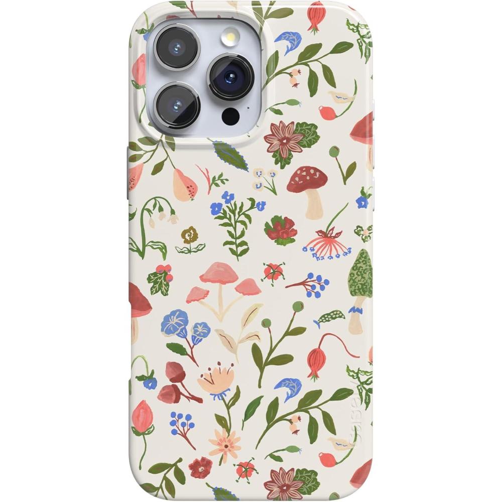 imageCasely iPhone 16 Pro Case  Moody Monochrome  Twilight Flora  Compatible with MagSafe  Classic Ultra Thin DesignGarden Party  Mushroom Floral