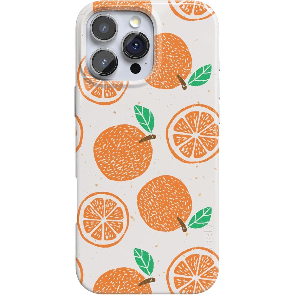 imageCasely iPhone 16 Pro Case  Moody Monochrome  Twilight Flora  Compatible with MagSafe  Classic Ultra Thin DesignMain Squeeze  Orange Stamped