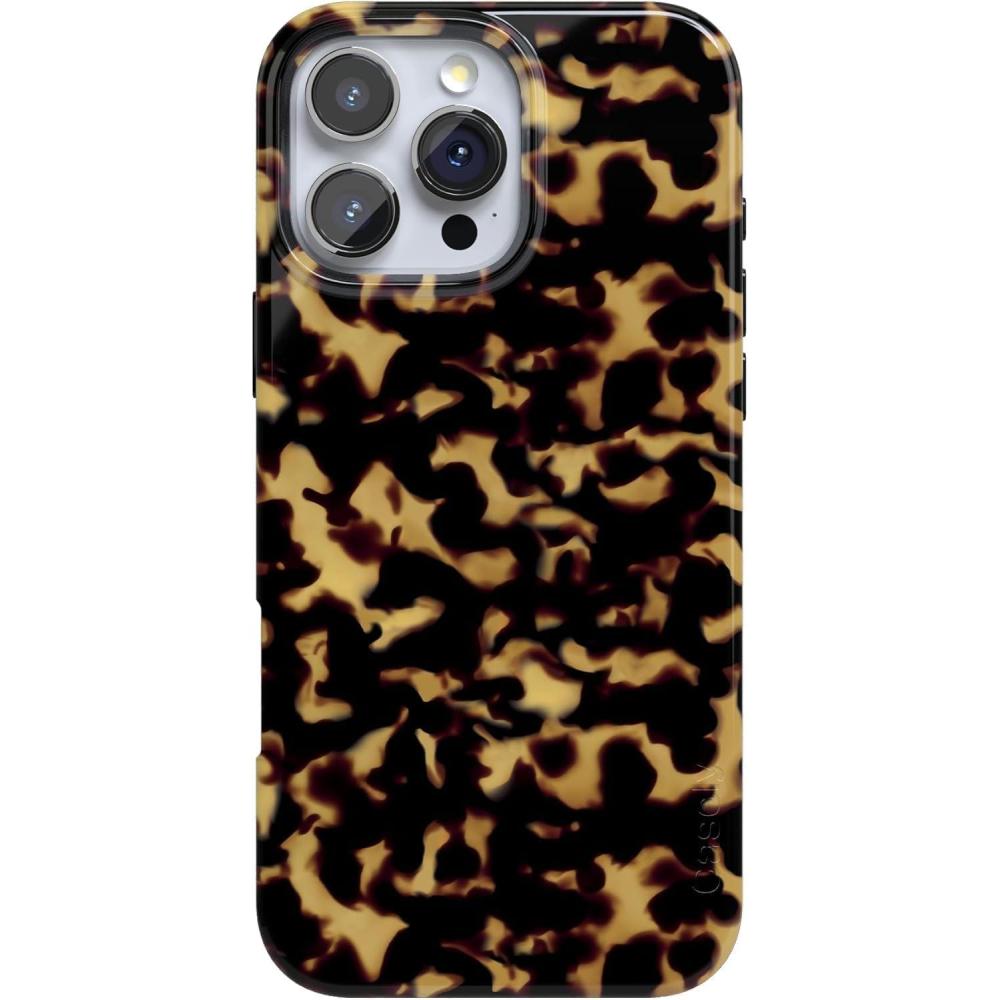 imageCasely iPhone 16 Pro Case  Moody Monochrome  Twilight Flora  Compatible with MagSafe  Classic Ultra Thin DesignShell Shocked  Tortoise Print