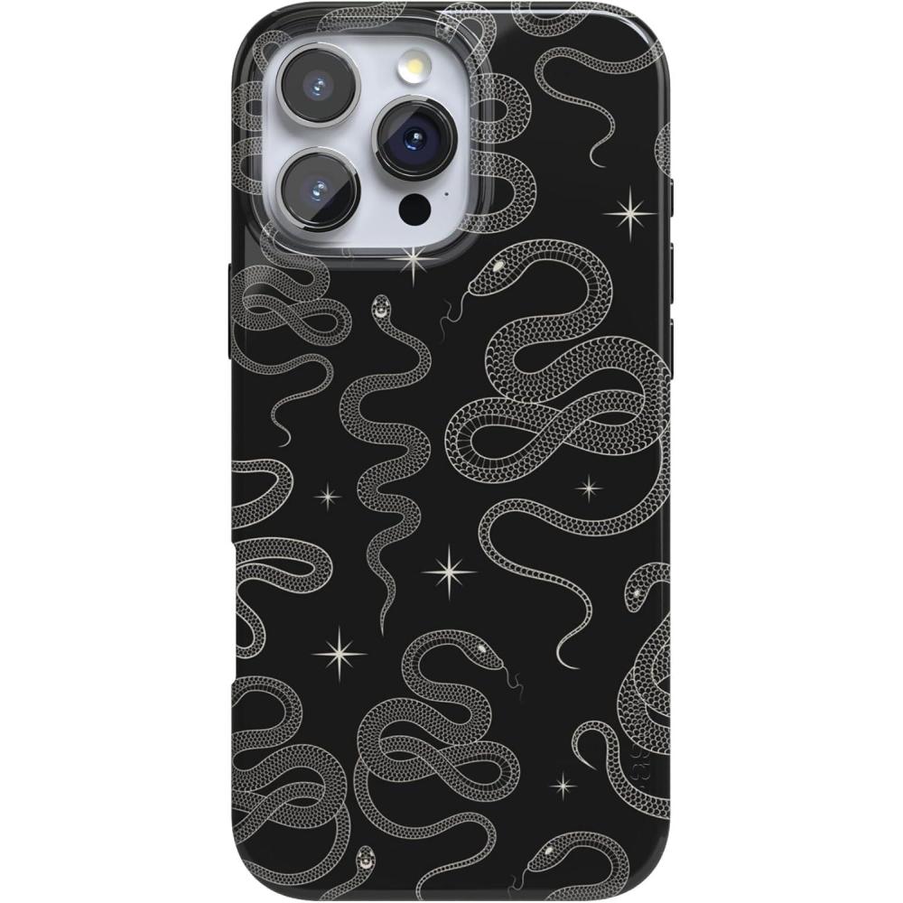 imageCasely iPhone 16 Pro Case  Moody Monochrome  Twilight Flora  Compatible with MagSafe  Classic Ultra Thin DesignWere Ready For It  Black Serpent