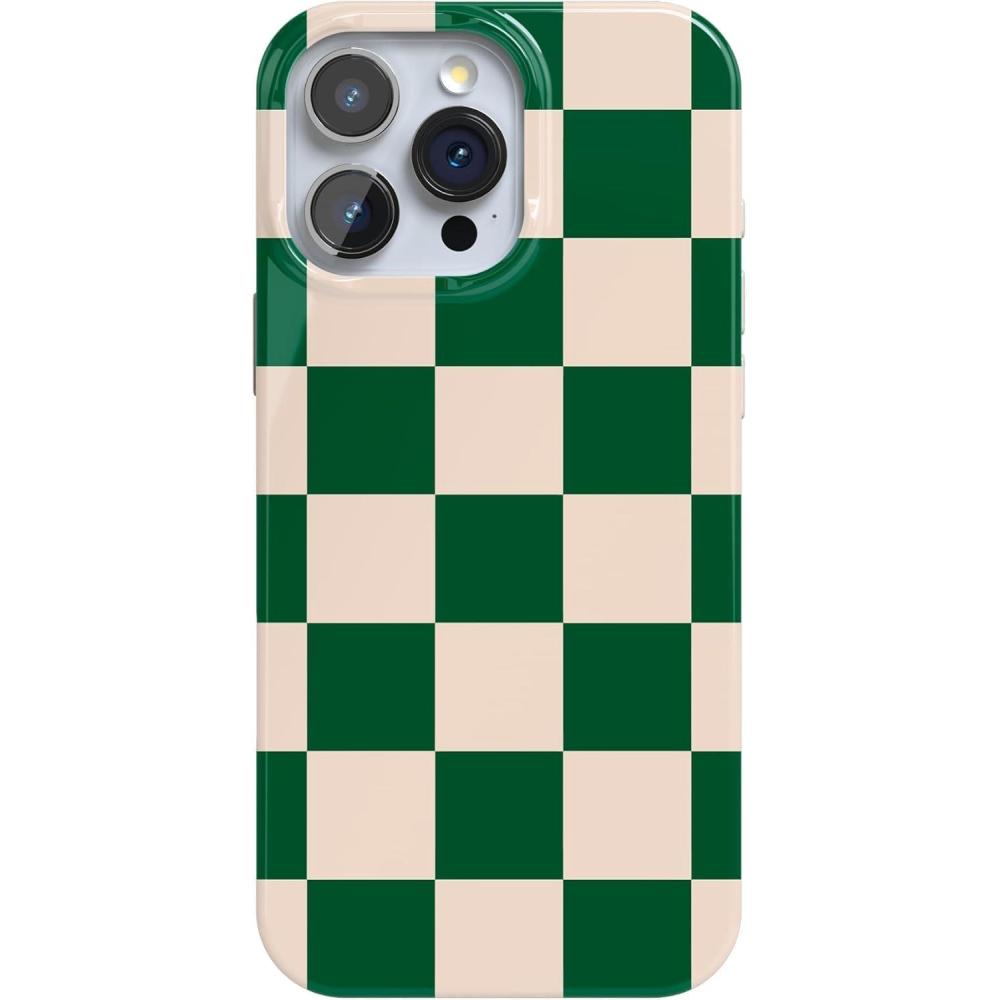 imageCasely iPhone 16 Pro Case  Moody Monochrome  in The Grove  Compatible with MagSafe  Classic Ultra Thin DesignFit Check  Green Checkerboard