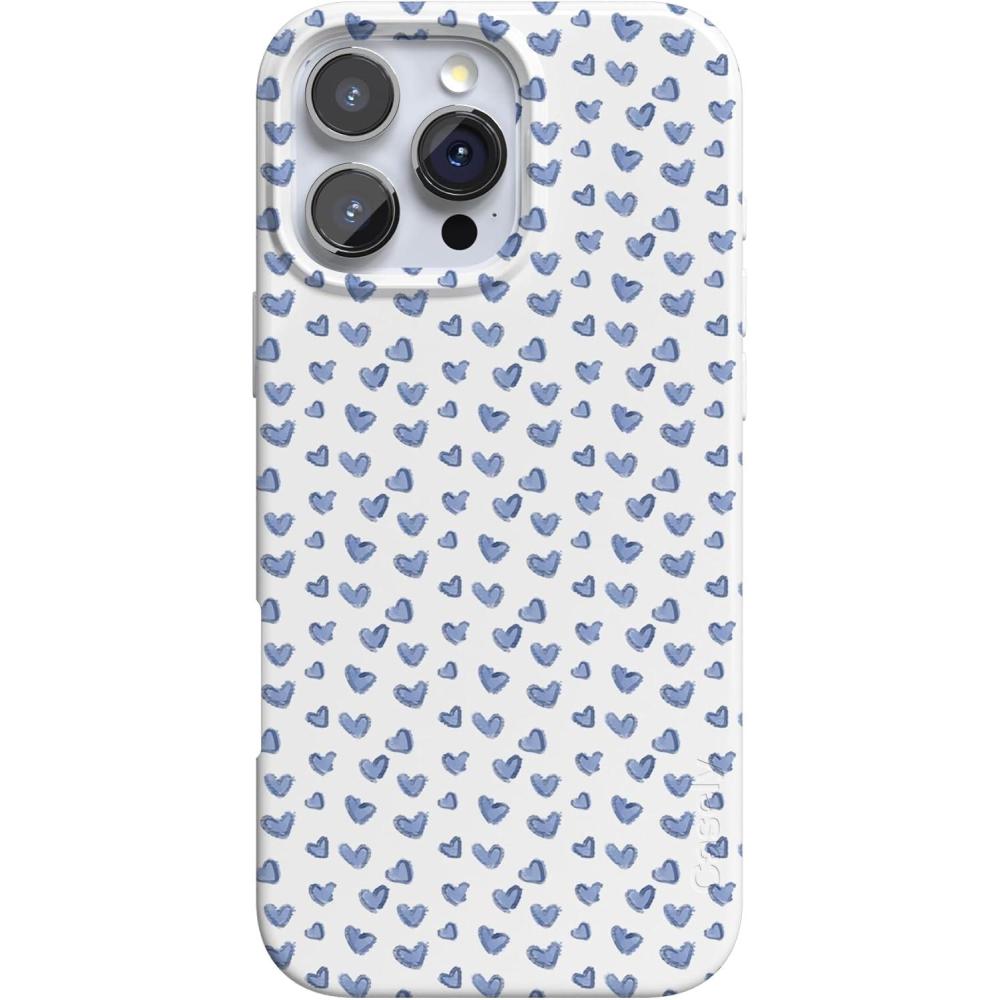 imageCasely iPhone 16 Pro Case  Moody Monochrome  in The Grove  Compatible with MagSafe  Classic Ultra Thin DesignLovebug  Blue Hearts