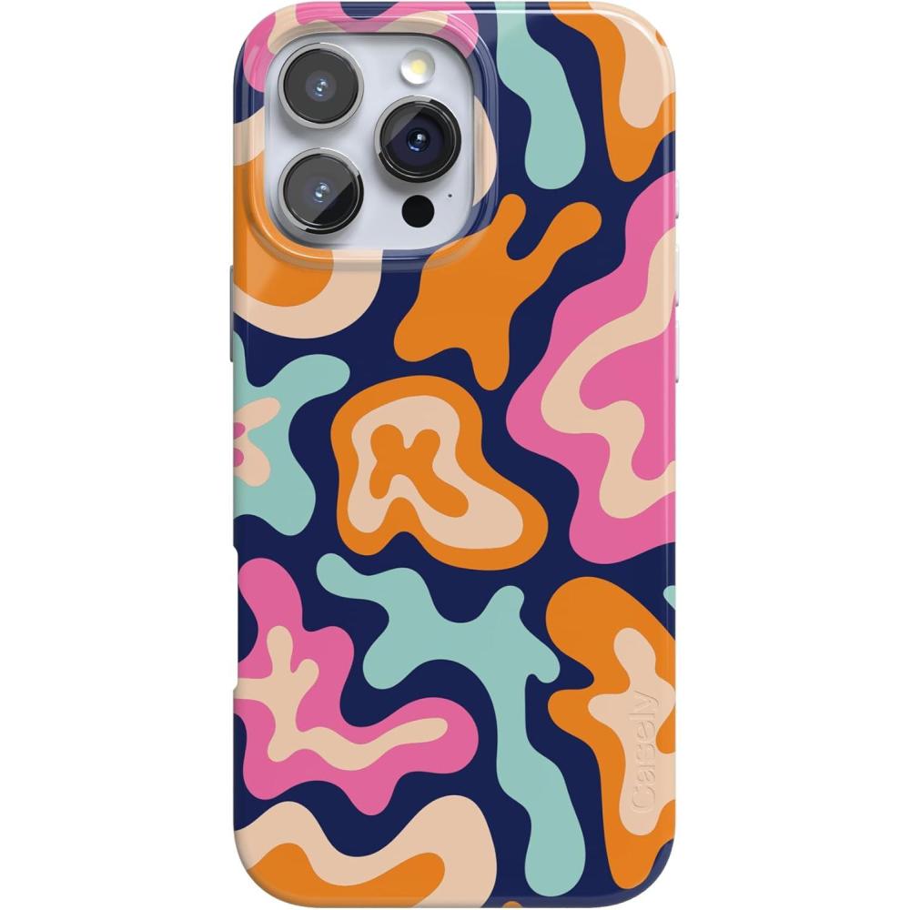 imageCasely iPhone 16 Pro Case  Moody Monochrome  in The Grove  Compatible with MagSafe  Classic Ultra Thin DesignMidnight Color Splash  Abstract Retro