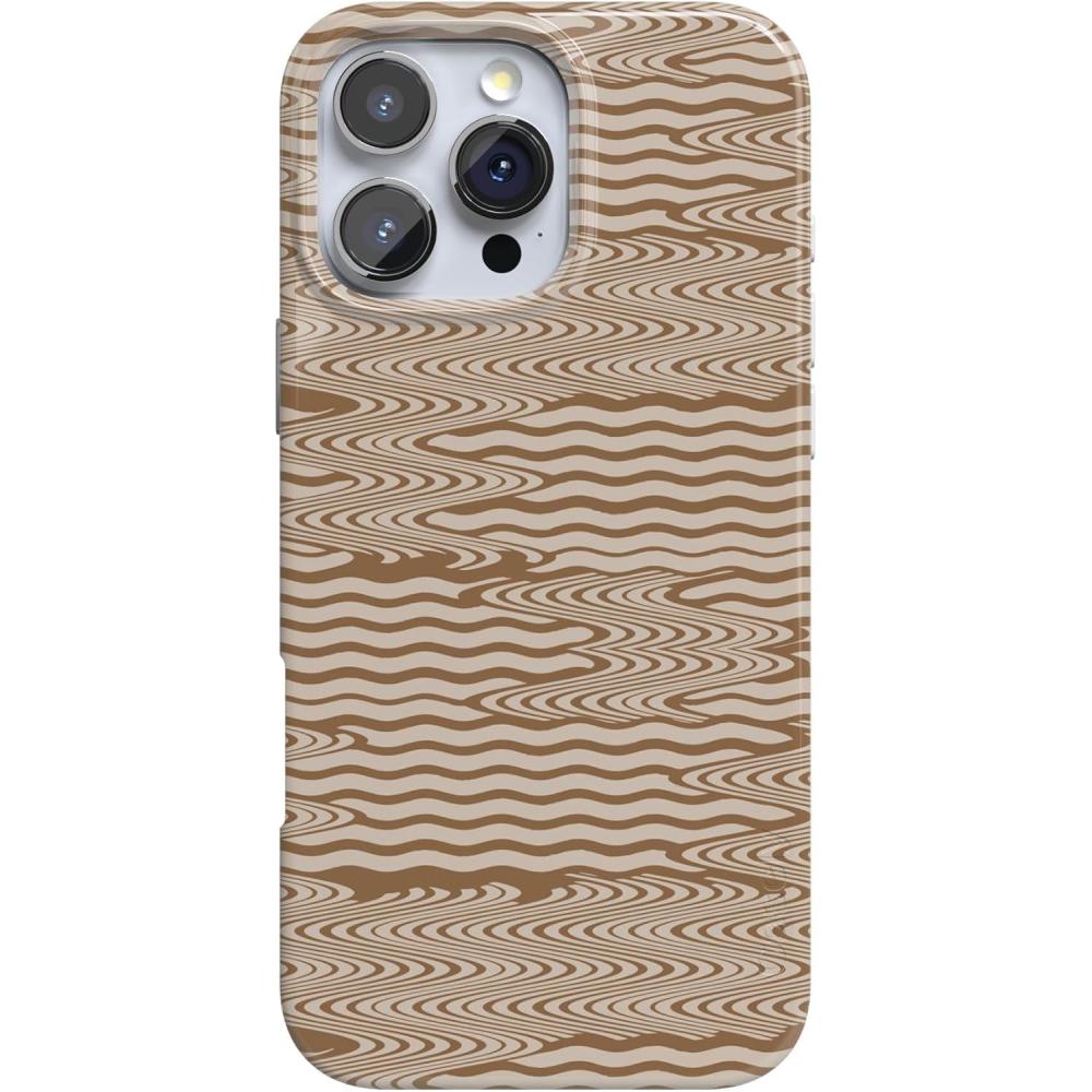 imageCasely iPhone 16 Pro Case  Moody Monochrome  in The Grove  Compatible with MagSafe  Classic Ultra Thin DesignMocha Ripple  Brown Waves