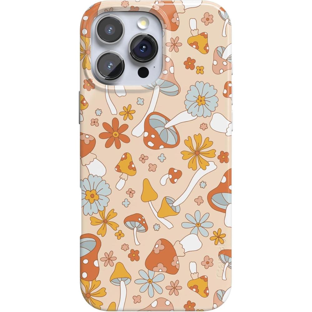 imageCasely iPhone 16 Pro Case  Moody Monochrome  in The Grove  Compatible with MagSafe  Classic Ultra Thin DesignMushroom Magic  Retro Floral