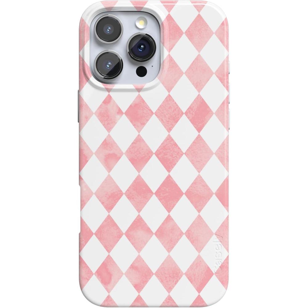 imageCasely iPhone 16 Pro Case  Moody Monochrome  in The Grove  Compatible with MagSafe  Classic Ultra Thin DesignQueen of Diamonds  Pink Watercolor