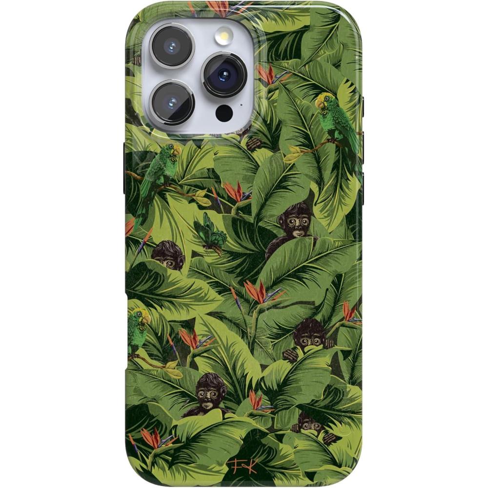 imageCasely iPhone 16 Pro Case  Moody Monochrome  in The Grove  Compatible with MagSafe  Classic Ultra Thin DesignSneaky Monkeys  Frida Kahlo Jungle Floral