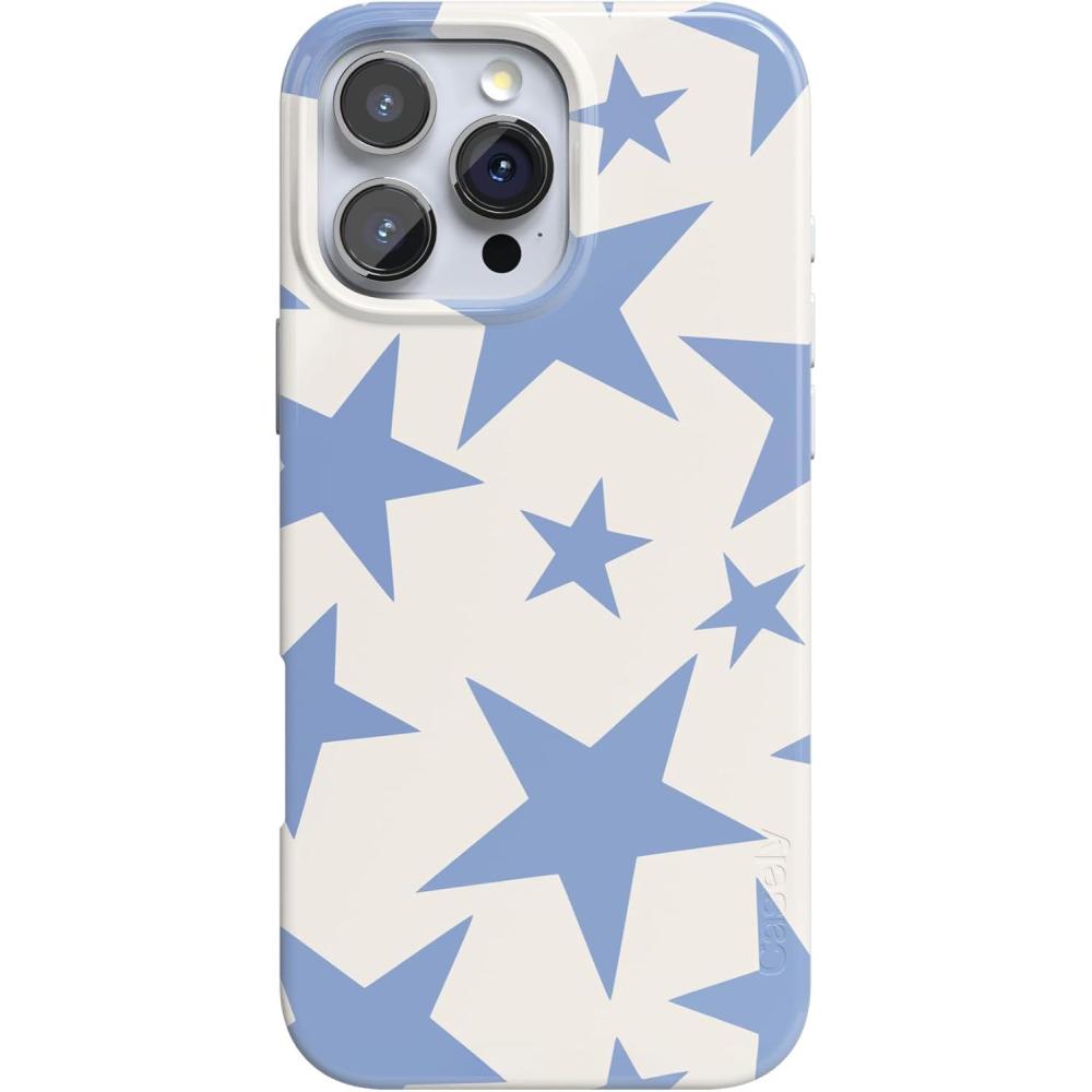 imageCasely iPhone 16 Pro Case  Moody Monochrome  in The Grove  Compatible with MagSafe  Classic Ultra Thin DesignStars Align  Blue  White Stars