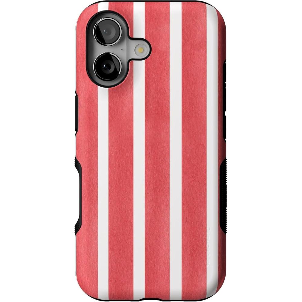 imageCasely iPhone 17 Case  Into The Wild  White Snow Leopard  Bold Protective Design  Compatible with MagSafeEast Coast Summer  Red Stripes