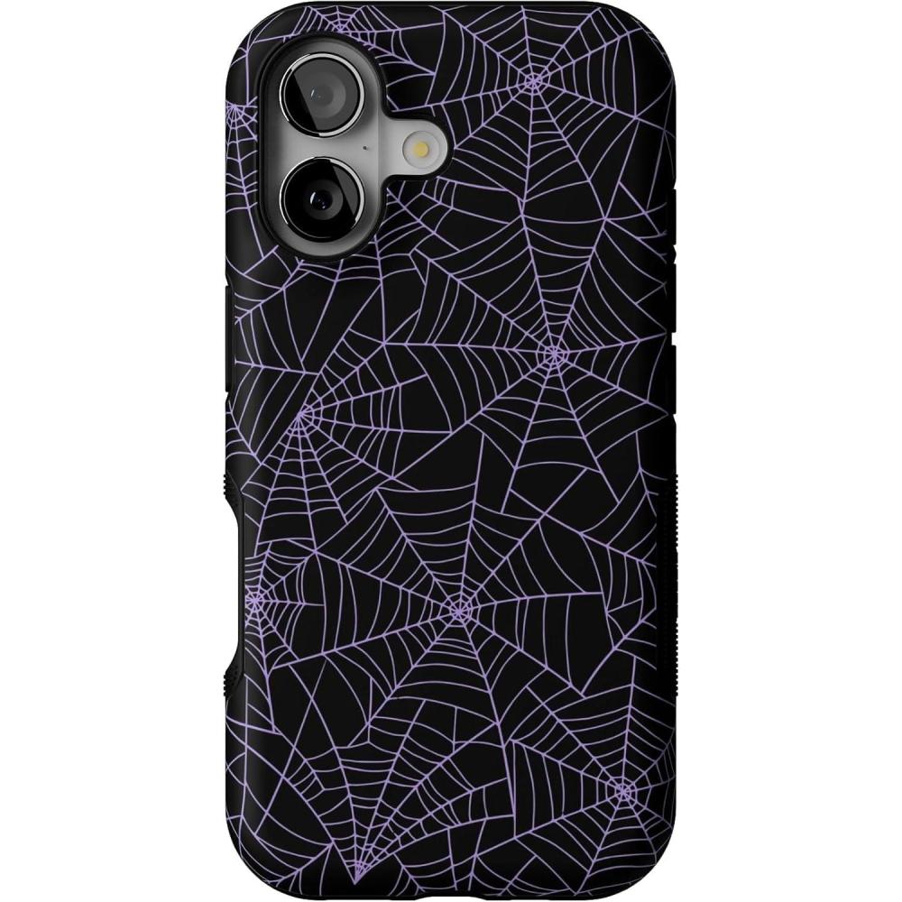 imageCasely iPhone 17 Case Into The Wild White Snow Leopard Bold Protective Design Compatible with MagSafeMidnight Web Spider Web