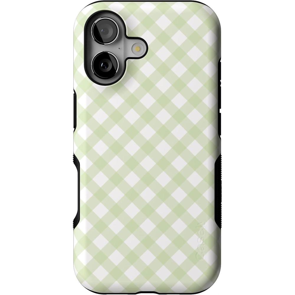 imageCasely iPhone 17 Case Into The Wild White Snow Leopard Bold Protective Design Compatible with MagSafeMint Lattice Sunday Best