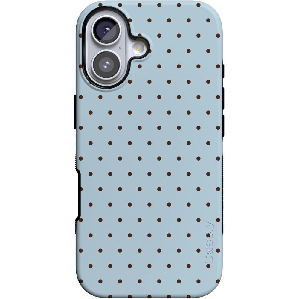 imageCasely iPhone 17 Case  Into The Wild  White Snow Leopard  Bold Protective Design  Compatible with MagSafeOn the Dot  Blue Polka Dot