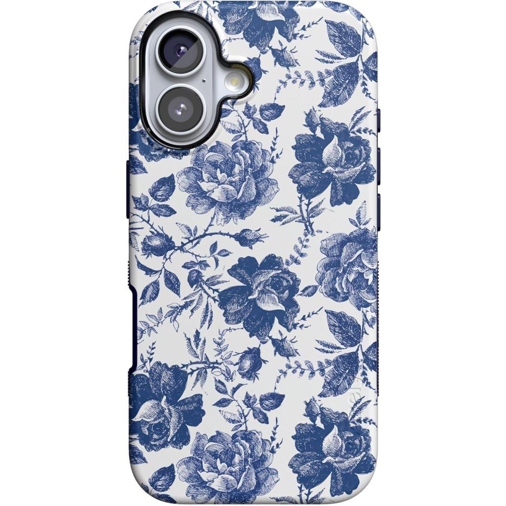 imageCasely iPhone 17 Case  Into The Wild  White Snow Leopard  Bold Protective Design  Compatible with MagSafeRose to Fame  Blue  White Rose Floral