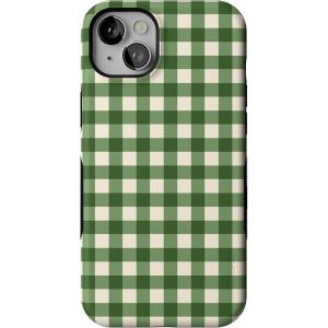 Casely iPhone 13 Mini Case | Checked Twice | Green Plaid | Bold Protective Design | MagSafe Compatible Design